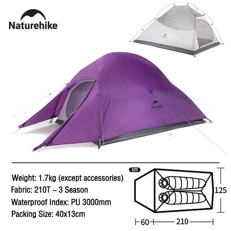 🌤️ Naturehike Cloud Up 2-Person Tent – Ultralight, Waterproof & Easy Setup Backpacking Shelter