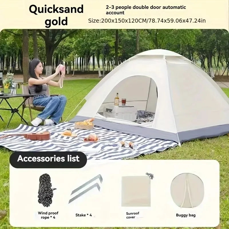 ⛺ Silver Outdoor Automatic Camping Tent – Quick Opening, Waterproof & Sunproof