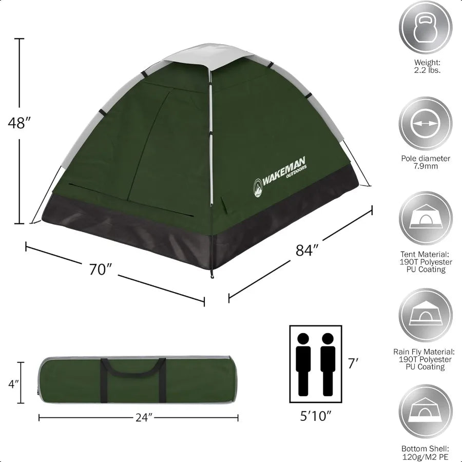 🏕️ Wakeman Outdoors 2-Person Camping Tent – Lightweight, Waterproof & Easy Setup