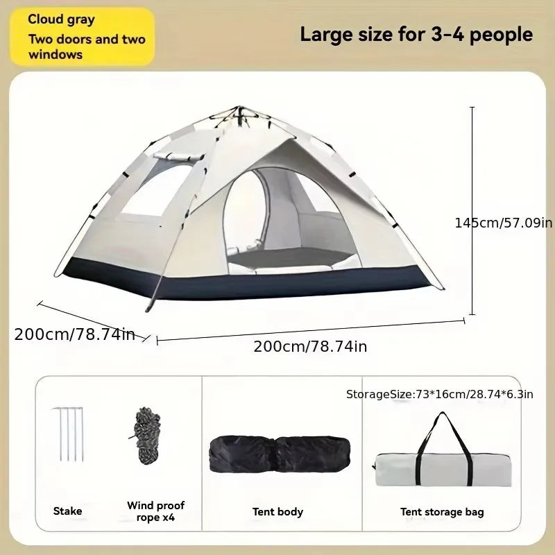 ⛺ Silver Outdoor Automatic Camping Tent – Quick Opening, Waterproof & Sunproof