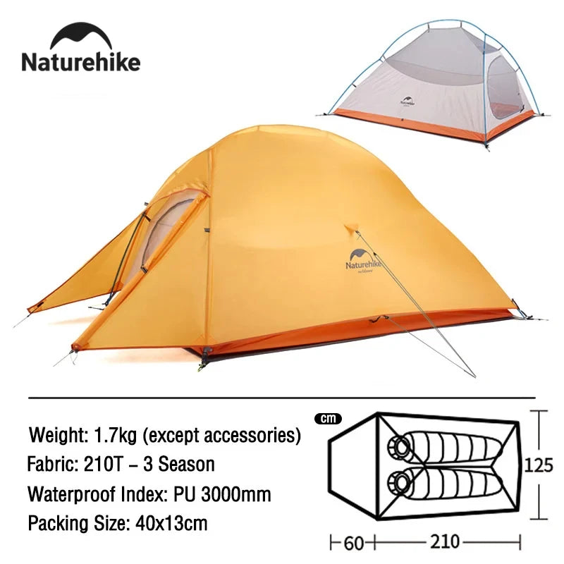 🌤️ Naturehike Cloud Up 2-Person Tent – Ultralight, Waterproof & Easy Setup Backpacking Shelter