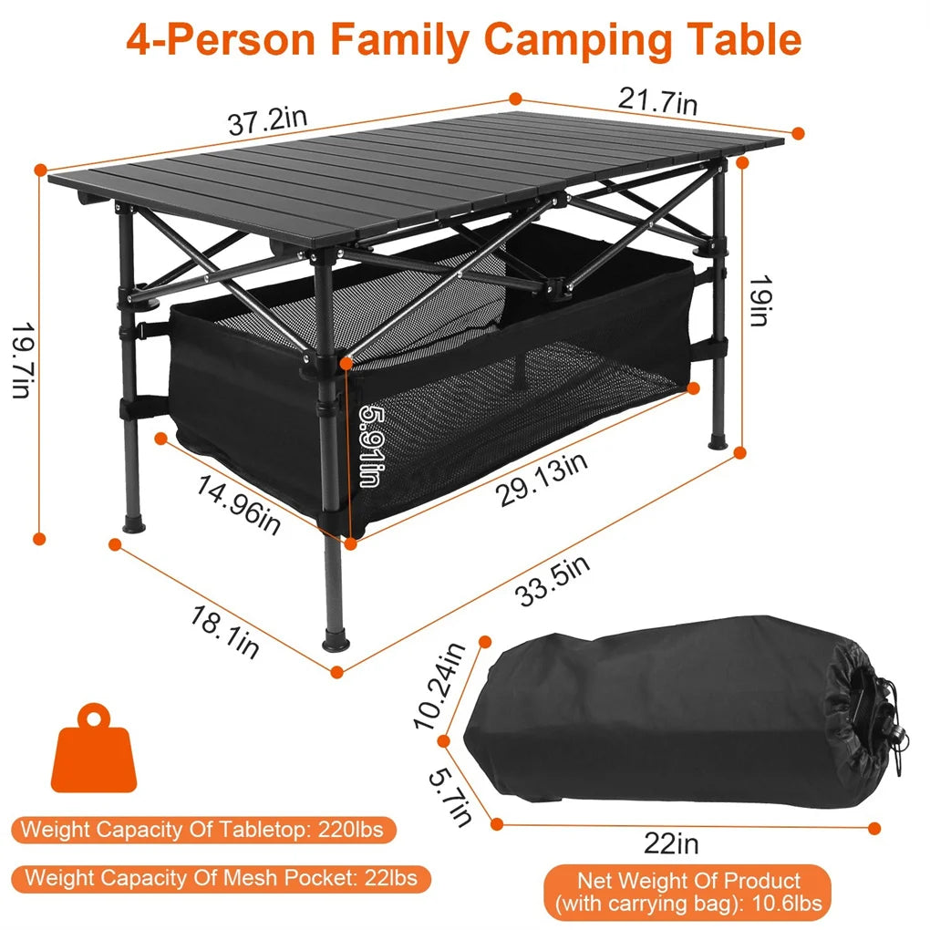 🏕️ Folding Camping Table 220 lbs – 30-Second Setup, Portable & Durable
