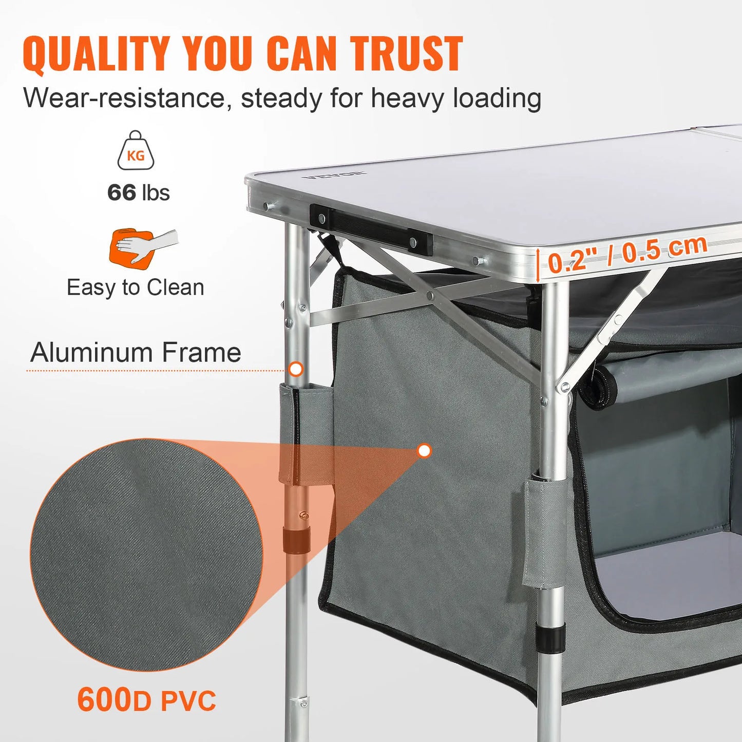 🍳 SucceBuy Camping Kitchen Table – Quick Setup, Folding Design, Adjustable Heights & Ample Storage
