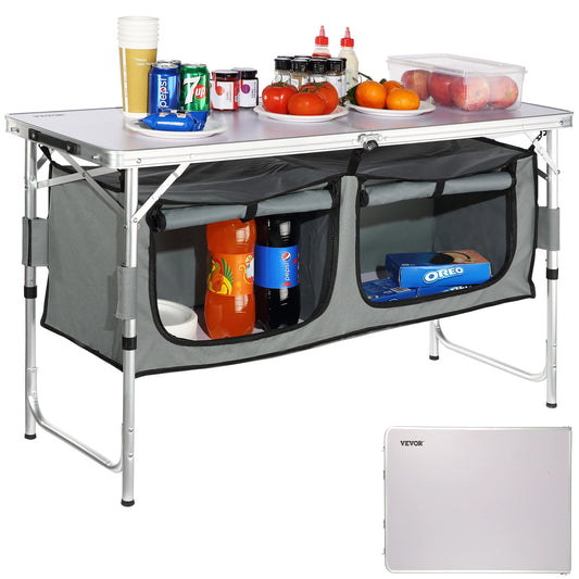🍳 SucceBuy Camping Kitchen Table – Quick Setup, Folding Design, Adjustable Heights & Ample Storage