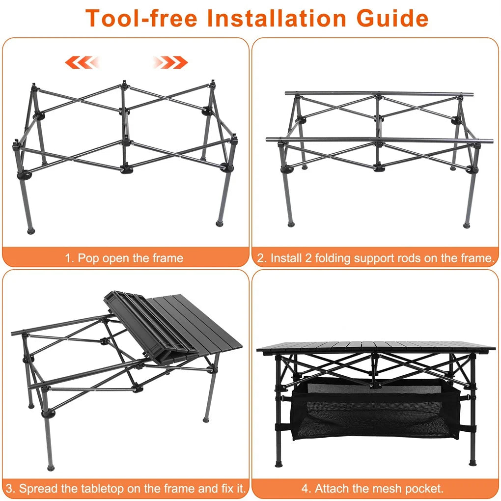 🏕️ Folding Camping Table 220 lbs – 30-Second Setup, Portable & Durable